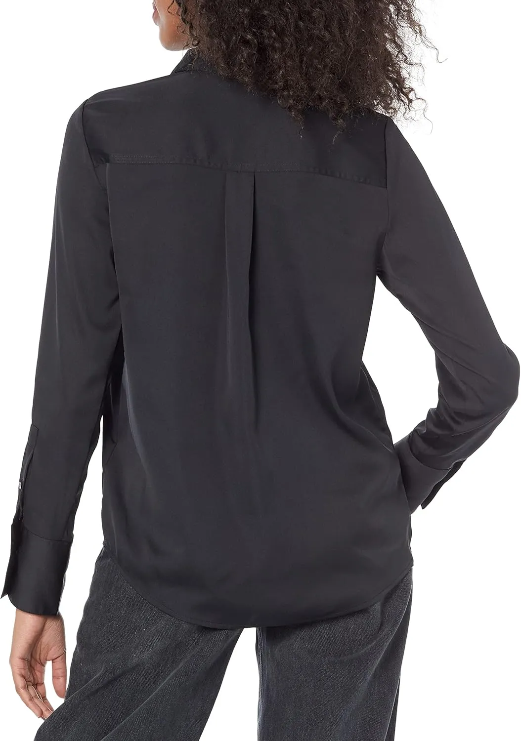 Amazon Essentials Women's Classic-Fit Satin Button Down Blouse (Available in Plus Size)