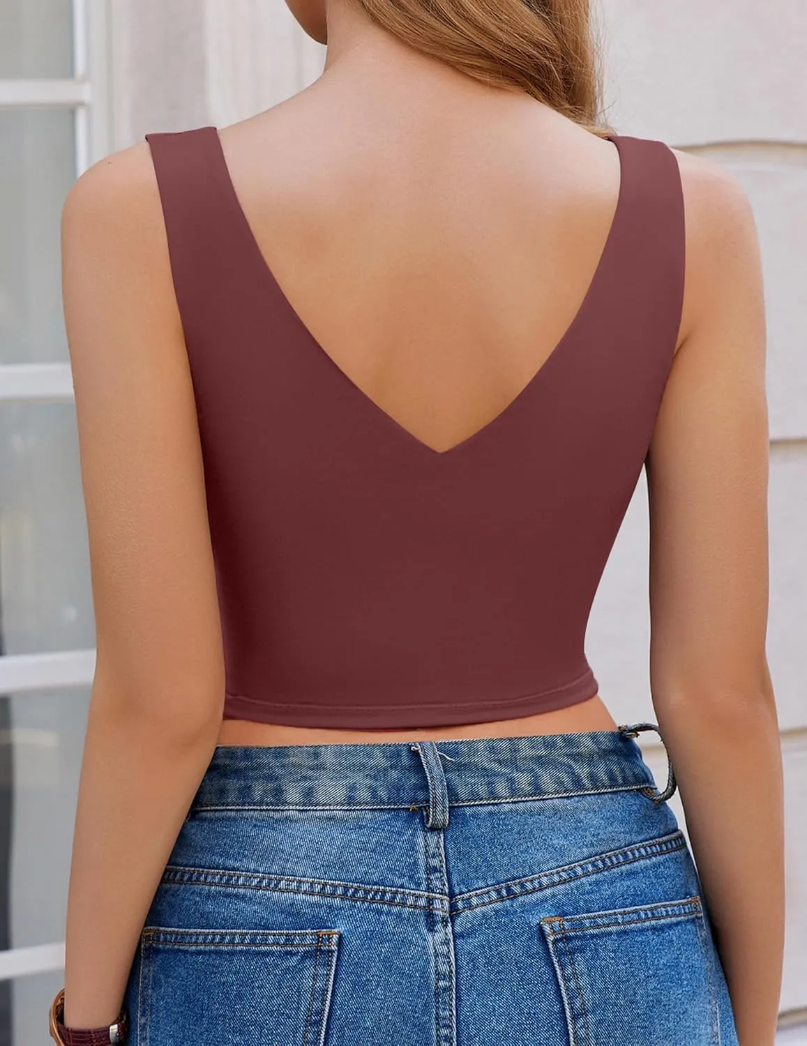 Avidlove Women's Sexy Crop Plunge Tank Tops Deep V Neck Sleeveless Going Out Camisoles Slim Fit 2025 Trendy Summer