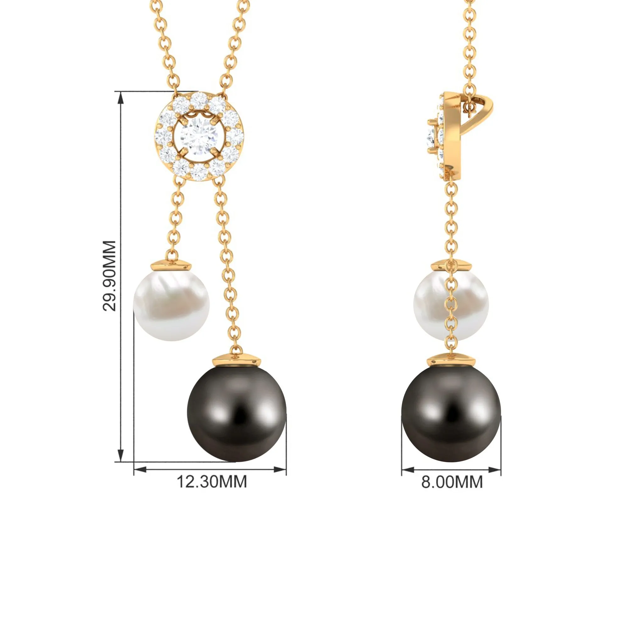 Freshwater and Tahitian Pearl Dangle Pendant with Moissanite