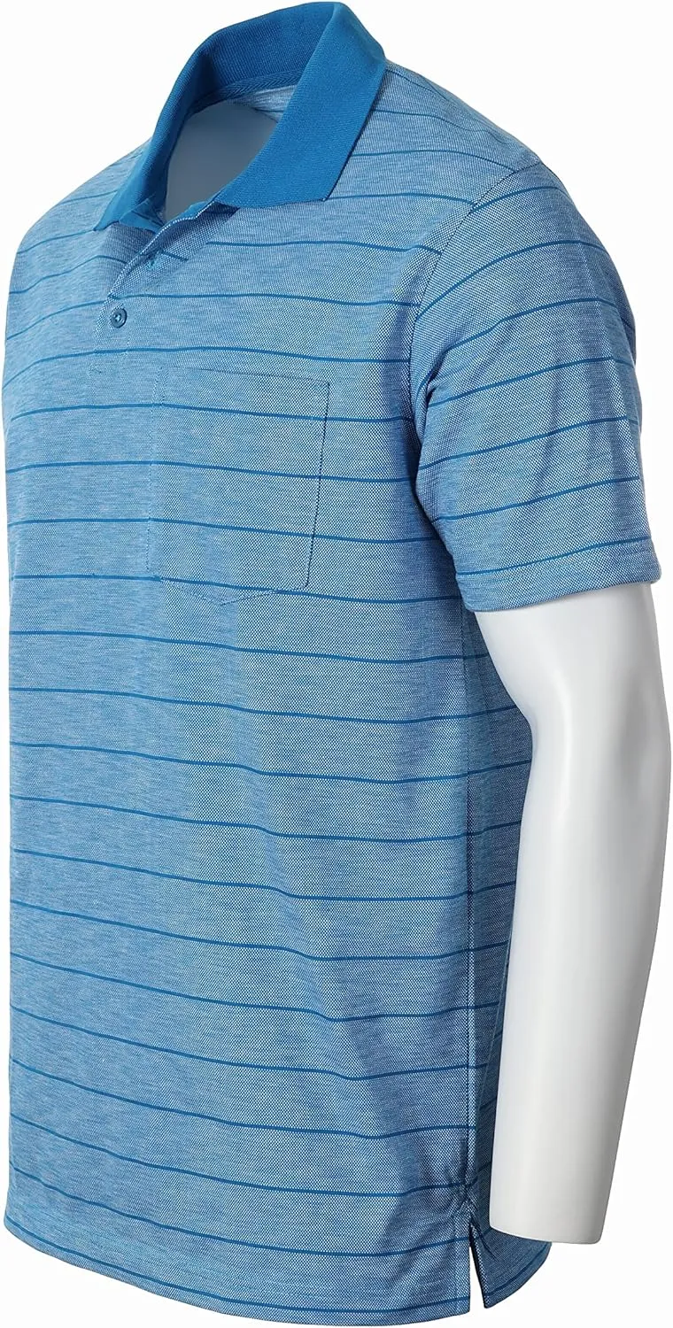 Gioberti Mens Regular Fit Yarn Dye Striped Short Sleeve Polo Shirt with Pocket