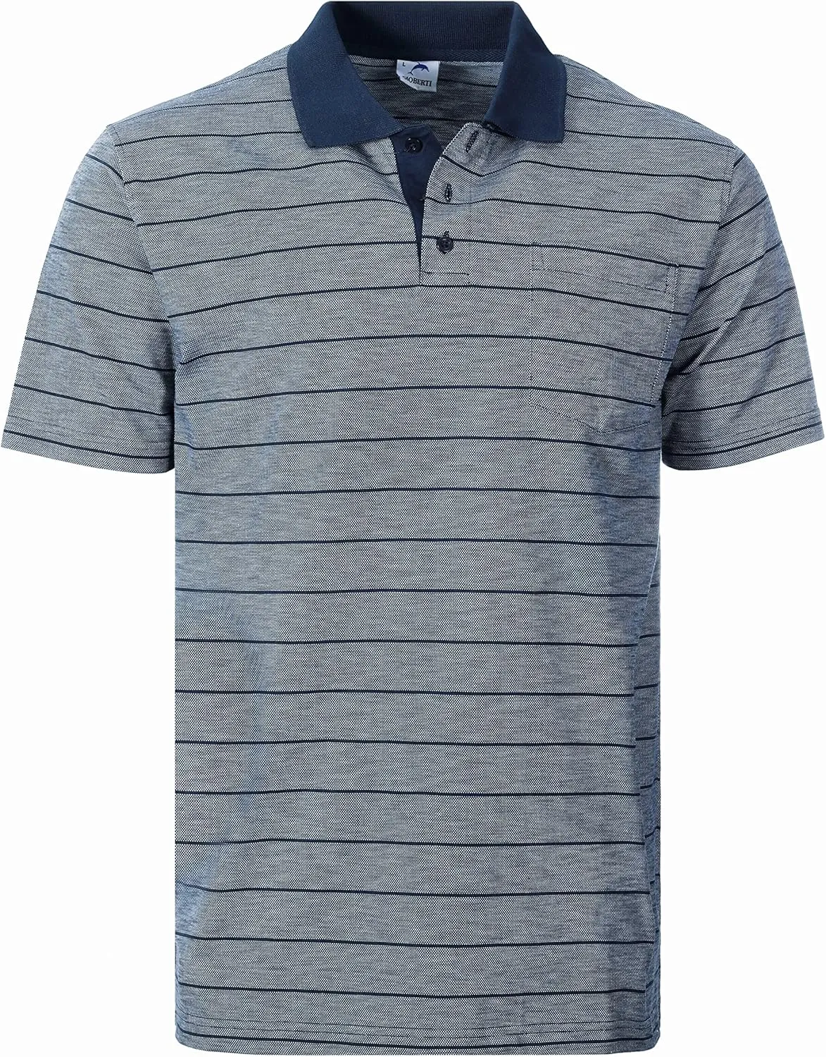 Gioberti Mens Regular Fit Yarn Dye Striped Short Sleeve Polo Shirt with Pocket