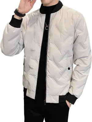 JEShifangjiusu Mens Flight Bomber Diamond Quilted Jacket Casual Lightweight Varsity Jackets Winter Warm Padded Coats Outwear