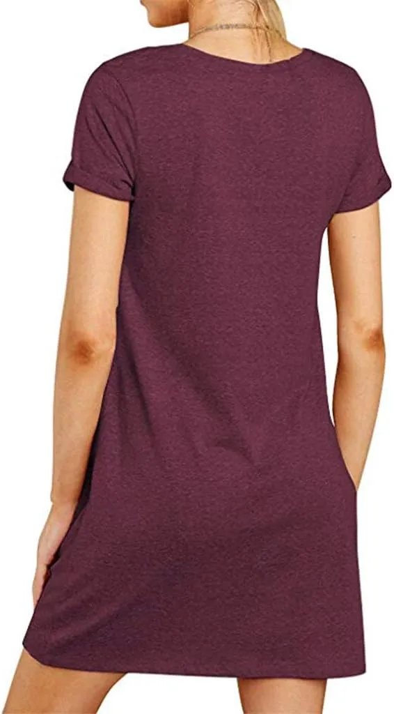 Locryz Women's Summer Twist Knot Tshirt Dresses Casual V Neck Short Sleeve Knot Dress