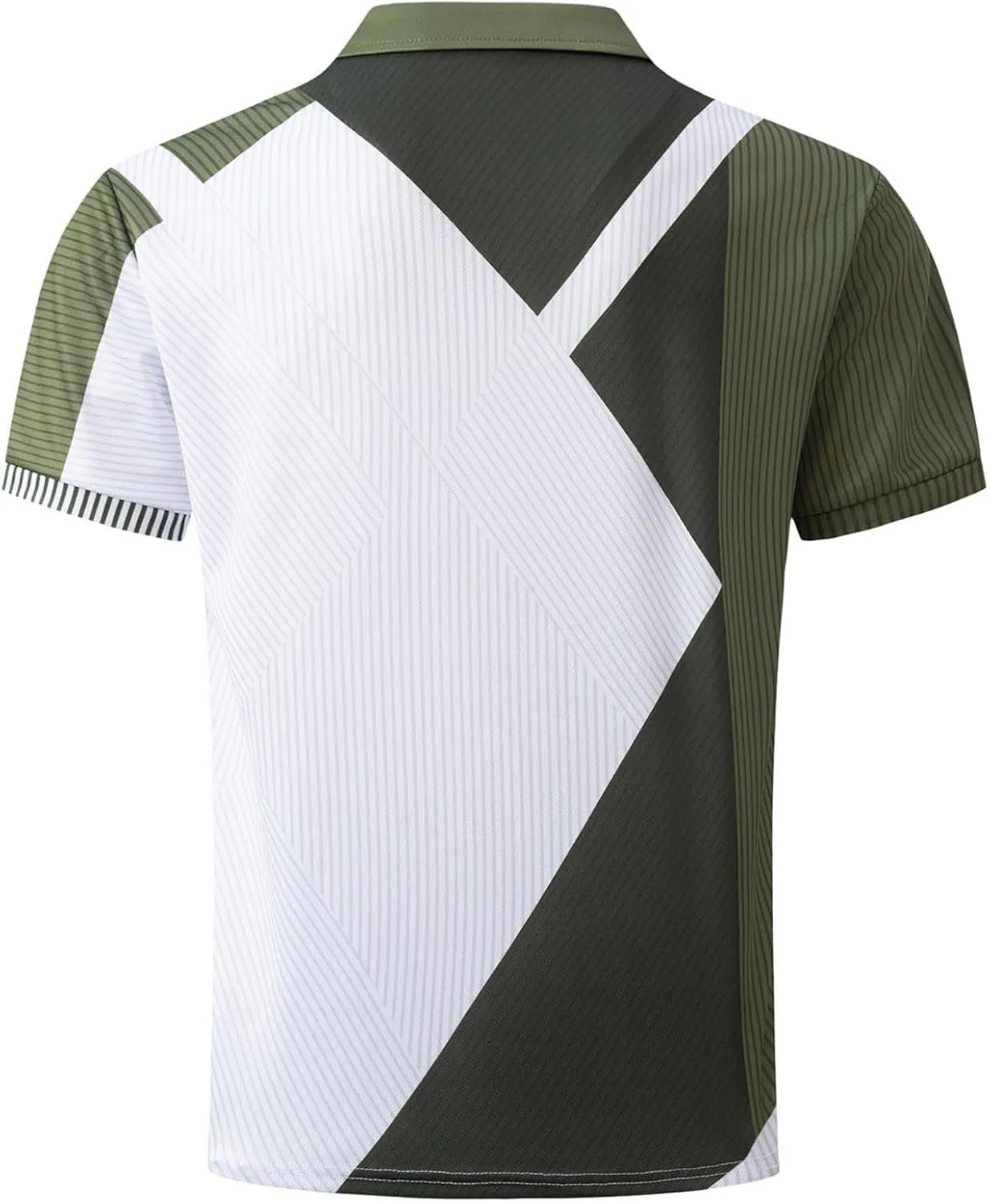 Men's Short Sleeve Polo Shirts Casual Zipper Collar T Shirt Contrast Color Patchwork Summer Golf Tops
