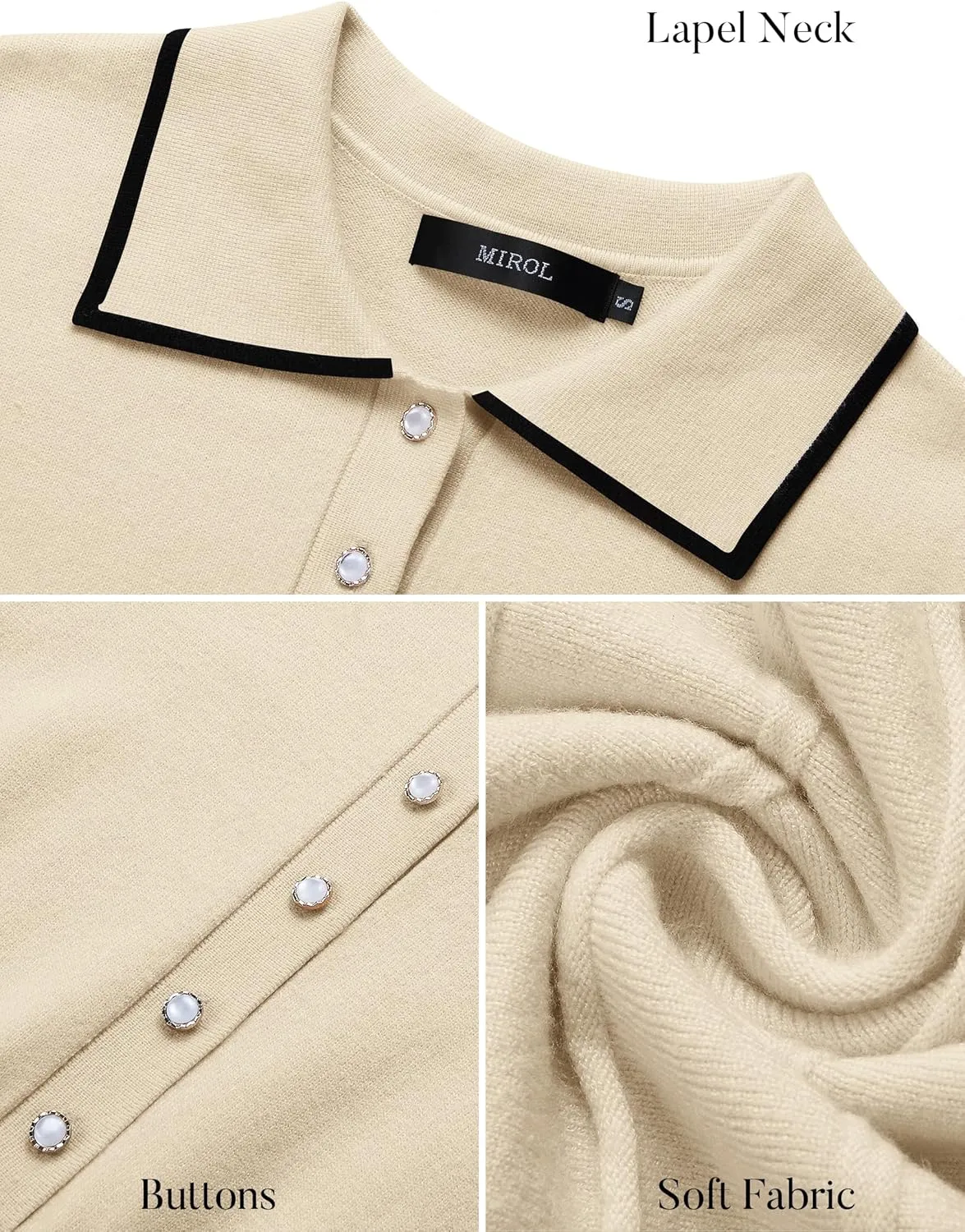 MIROL Women's Pleated Contrast Sweater Dress 2025 Fall Long Sleeve Button Lapel Collar Maxi Bodycon Dress