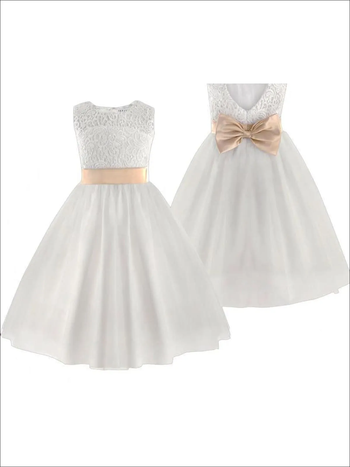 Wedding Bells Tulle Overlay Flower Girl Dress
