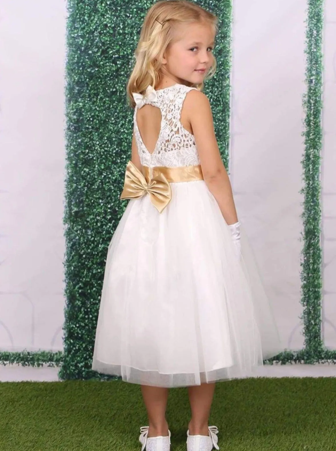 Wedding Bells Tulle Overlay Flower Girl Dress