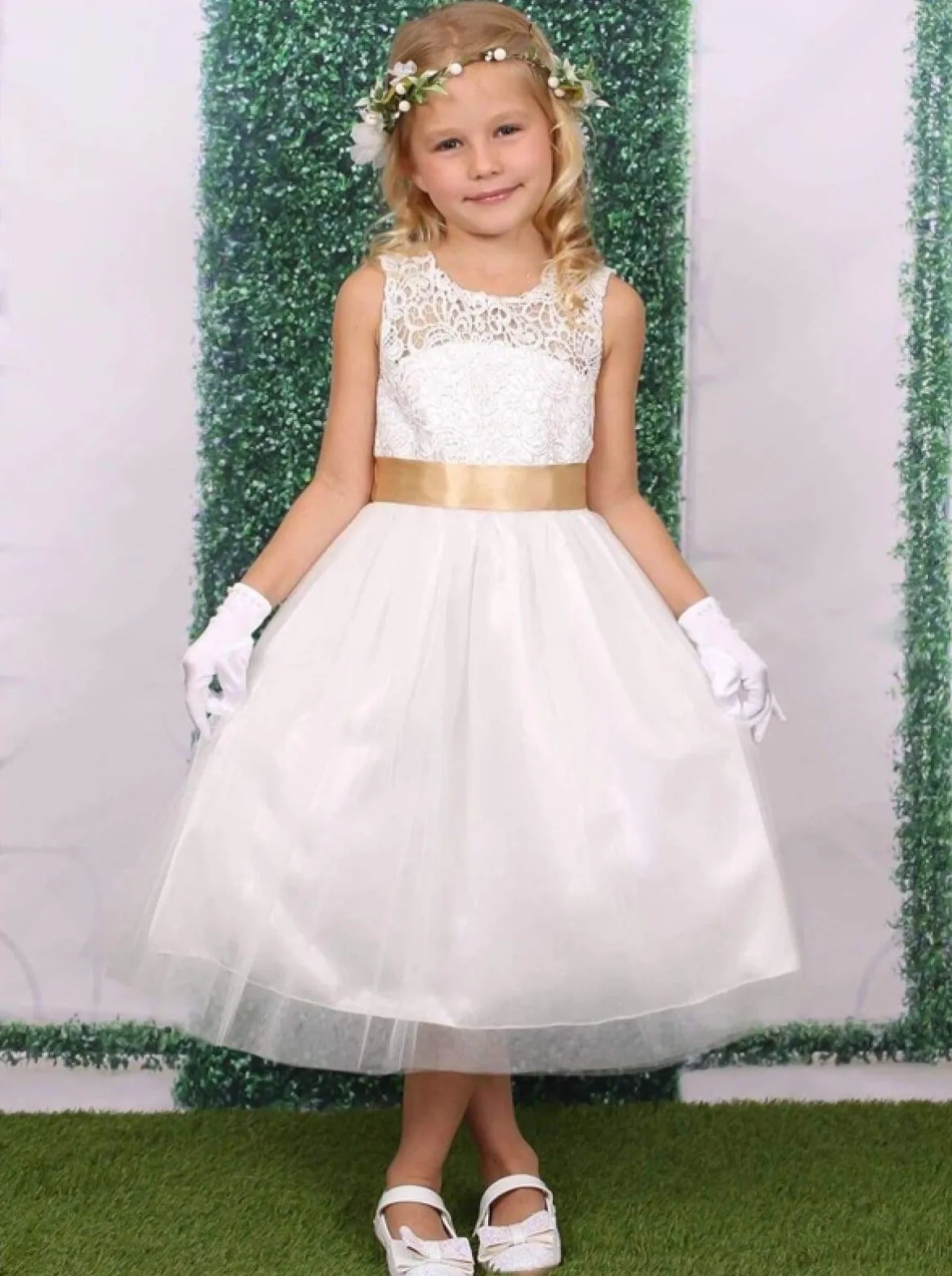 Wedding Bells Tulle Overlay Flower Girl Dress