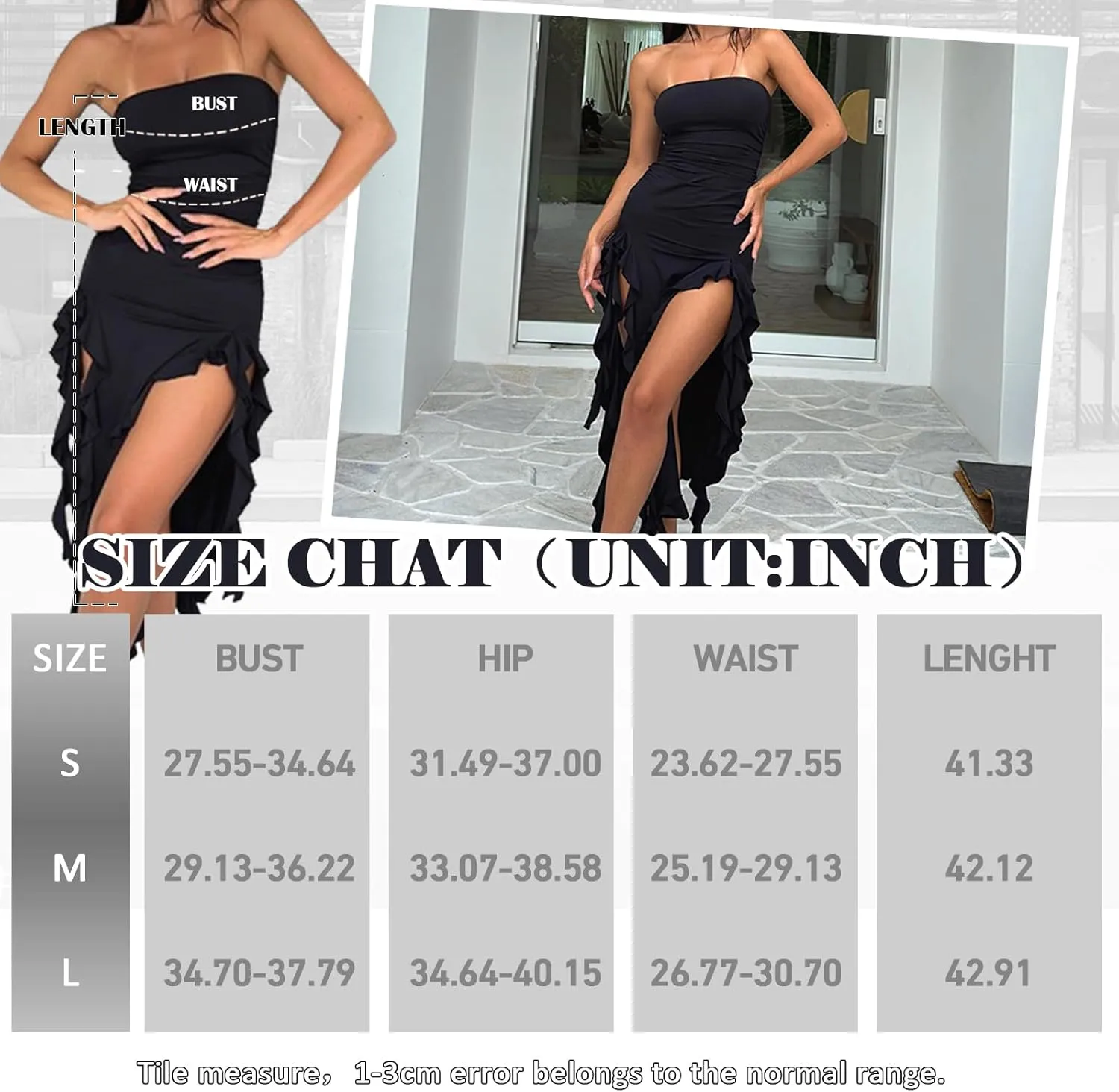 Women Summer Elegant Strapless Tube Midi Bodycon Dresses Irregular Ruffle Tassel Party Dress