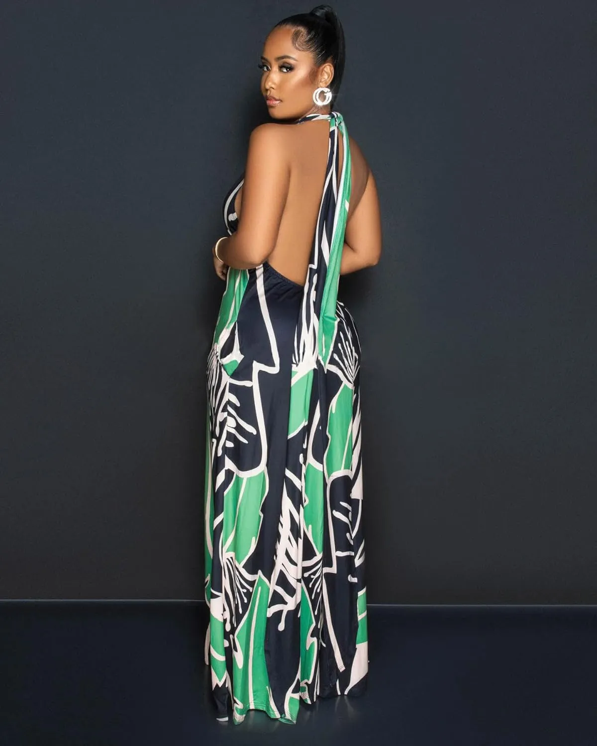 Womens Sexy Summer Dresses Halter Neck Plus Size Long Maxi Dress Casual Floral Beach Sun Dresses with Pockets